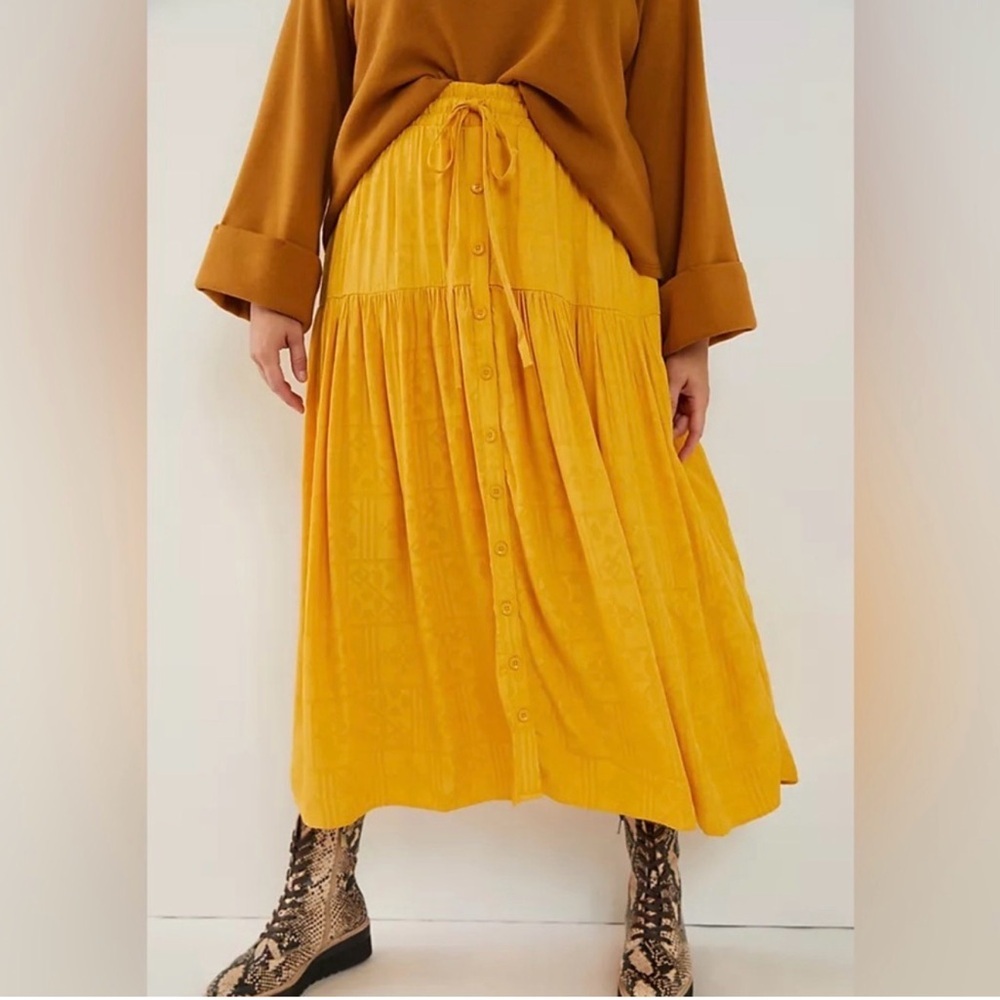 Anthropologie Maeve Carnacion Textured Maxi Skirt Size M